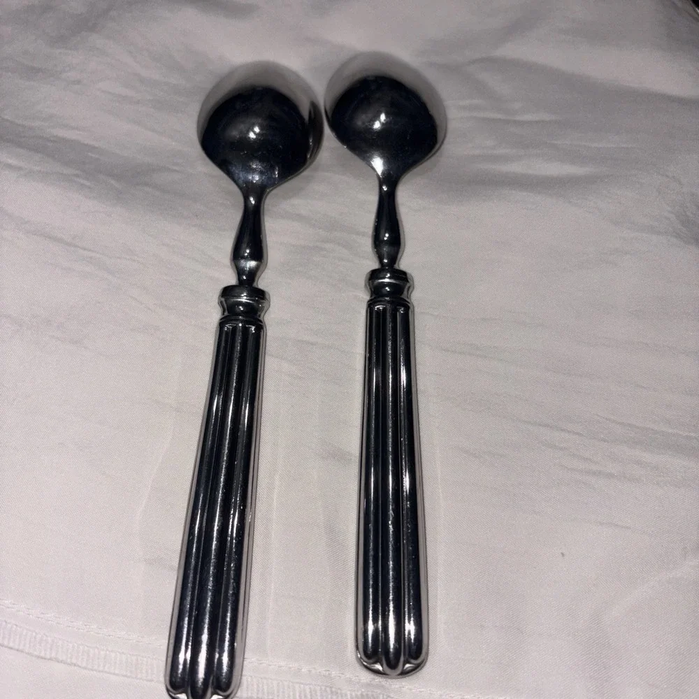 Pottery Barn TOULOUSE  Spoons (Set of 2) 18/10 Stainless Portugal 7 5/8
